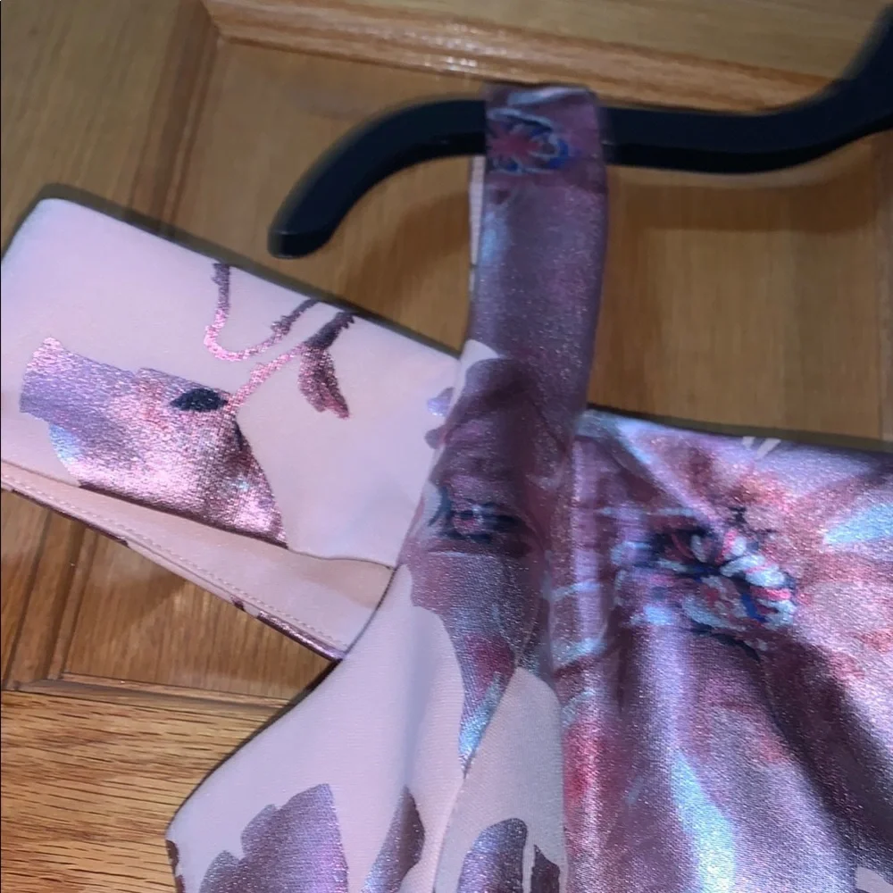 Metallic Pink Floral Dress - Picture 3 of 4